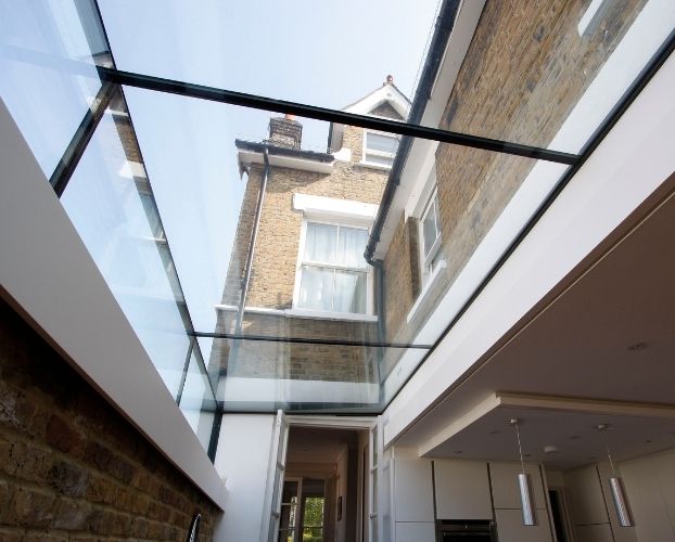 multiple rooflight panes bonded together with silicone