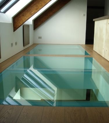 glass floor with a fire rated interlayer