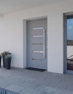 contemporary grey aluminium entrance door
