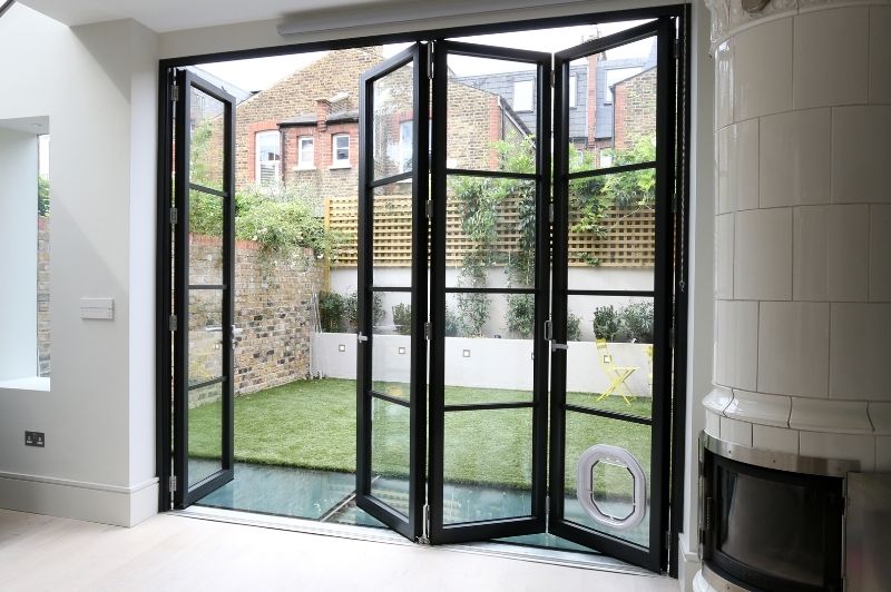 industrial style steel look aluminium bifold door