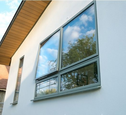 sieger aluminium casement window with grey frames