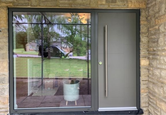 Sieger contemporary aluminium entrance door with 10 point ultra secure lock