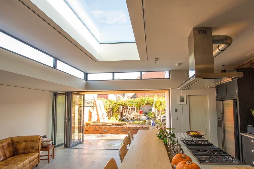 flat fixed rooflight used in a modern kitchen extension flat fixed rooflight used in a modern kitchen extension