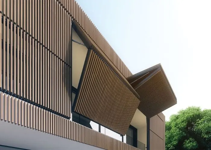 louvred external folding shading system from sieger that is automated