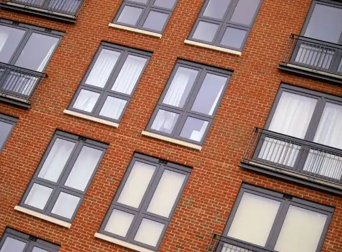 aluminium multi-light window arrangement with top hung and fixed casement windows