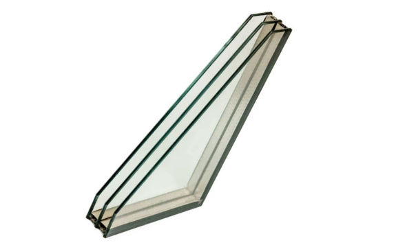 triple glazed unit with three panes of glass and two insulating gas cavities