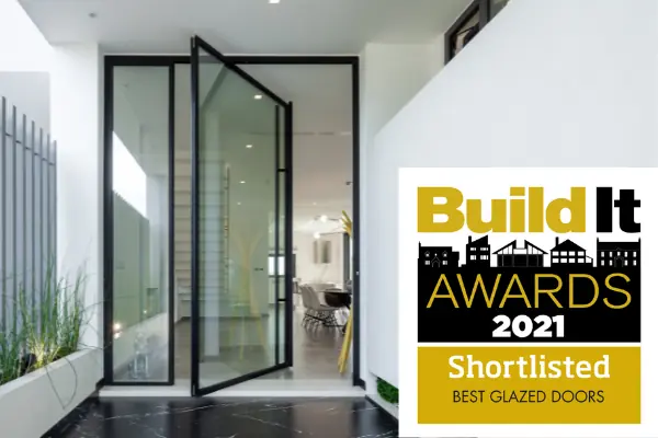 aluminium pivot door from the sieger lux range build it awards